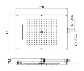 Верхний душ Bossini Dream H38905.073 57 см чёрный матовый